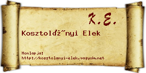 Kosztolányi Elek névjegykártya