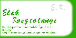 elek kosztolanyi business card